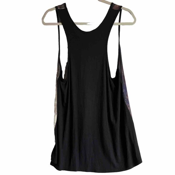 Double Zero Tank Top Womens Large Sheer  High Low Hem American Flag Design - Picture 3 of 4